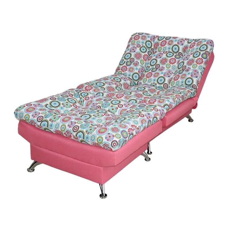 Sofá Cama Moderno Sillón Reclinable con Taburete en Lino Rosa con Mandala