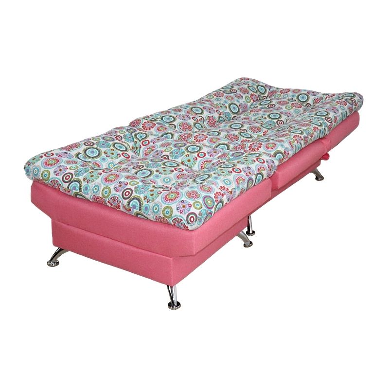 Sofá Cama Moderno Sillón Reclinable con Taburete en Lino Rosa con Mandala