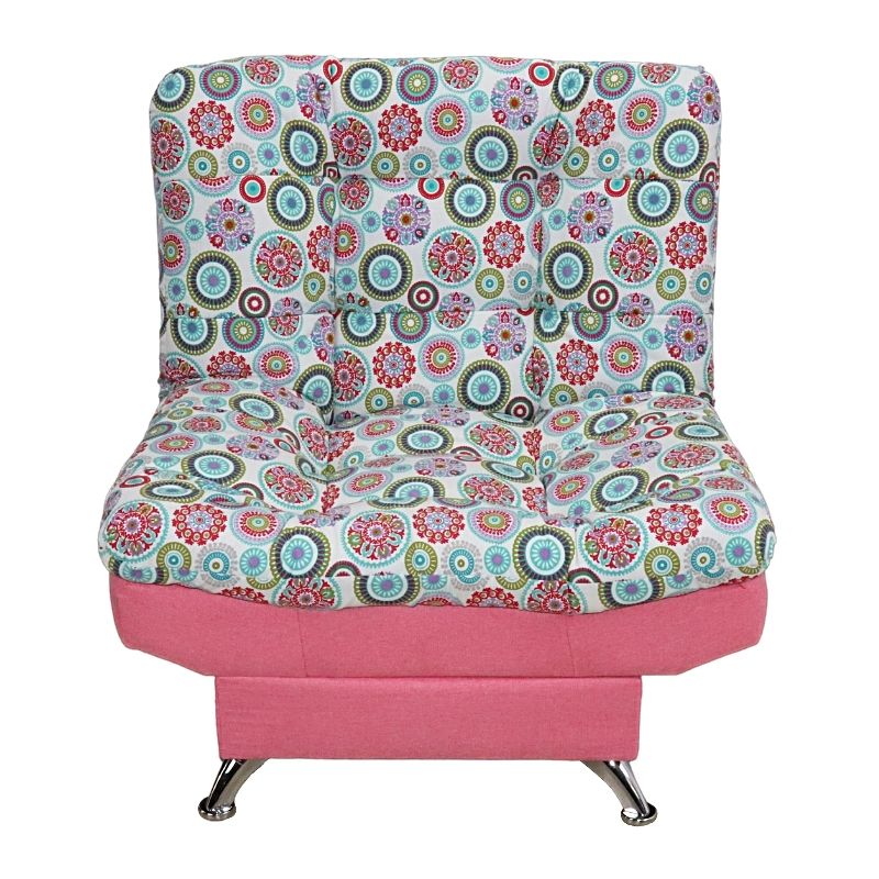 Sofá Cama Moderno Sillón Reclinable con Taburete en Lino Rosa con Mandala