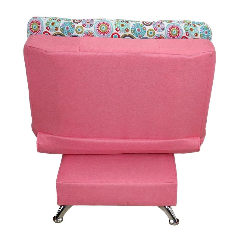 Sofá Cama Moderno Sillón Reclinable con Taburete en Lino Rosa con Mandala