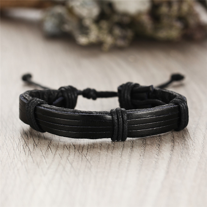 PULSERA DE CUERO 5 CAPAS Retro Tejido 