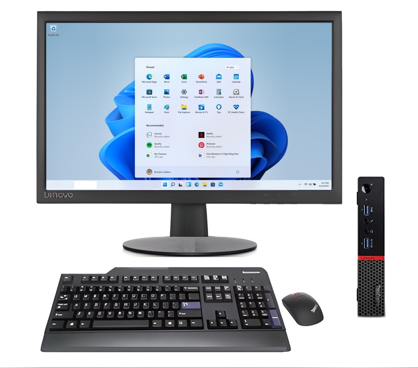 PC Lenovo ThinkCentre m710q TINY Intel Core i5-6400 Ram 4 GB en ram y 256GB HDD Con Monitor de 22PULG Windows 11- Equipo Clase A Reacondicionado 