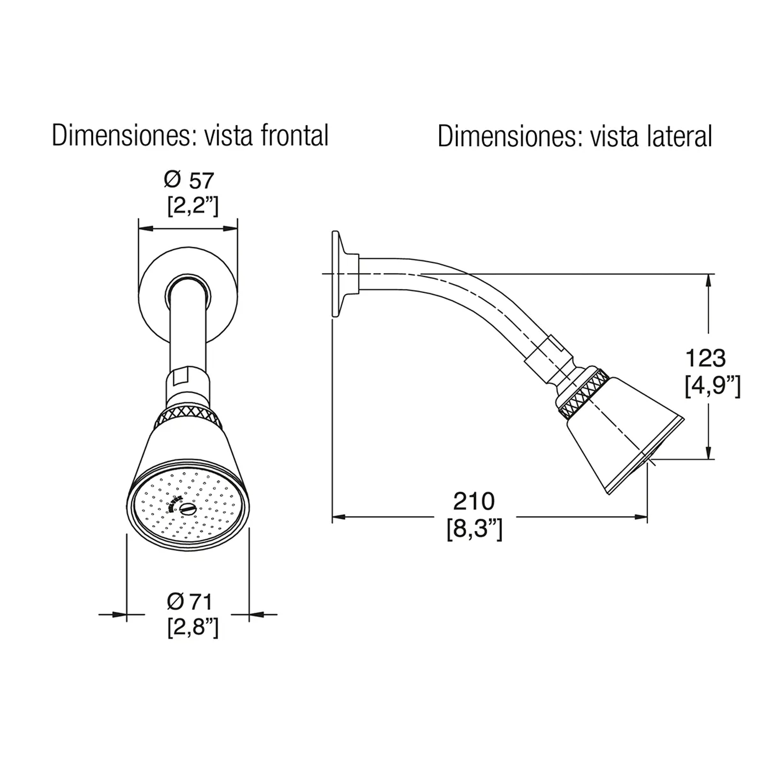 Regadera De Chorro Fijo Helvex Modelo H200 Consumo 6 L/min