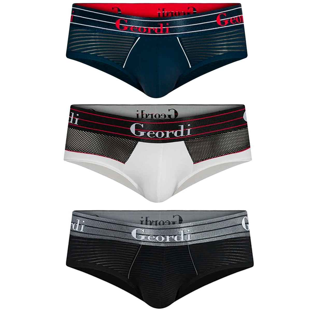 Calzoncillos Tipo Brief Para Hombre, Pack de Boxer Tipo Brief Para Hombres, Set de 3 Piezas Trusas Calzoncillos Brief, Tripack de Boxer Tipo Brief Blanco Carmesí, Negro y Azul Oscuro.