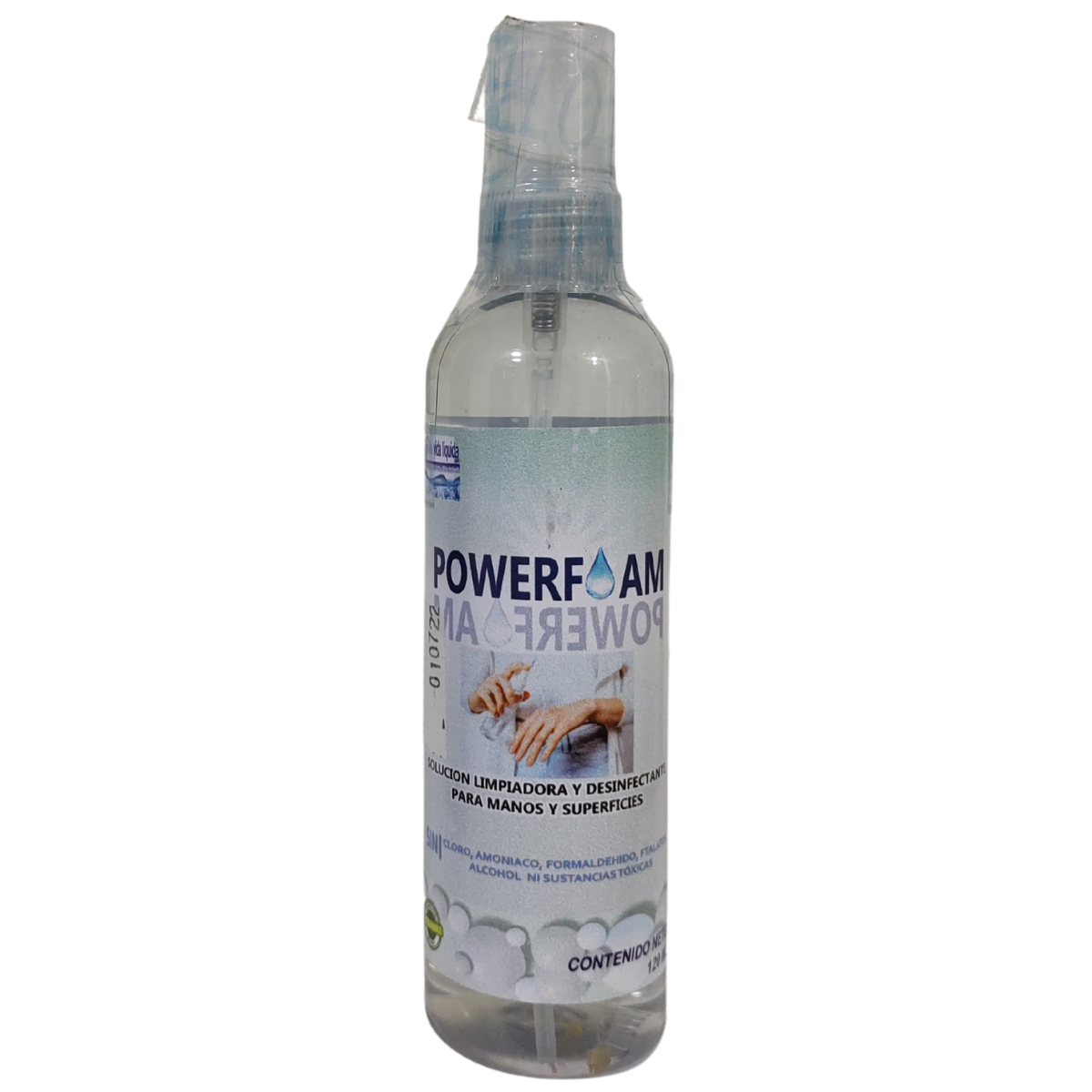 Powerfoam Vida Líquida Spray 120 ml Desinfectante Limpiador Desengrasante de manos y superficies orgánico sin alcohol ni químicos tóxicos uso infantil y escolar seguro