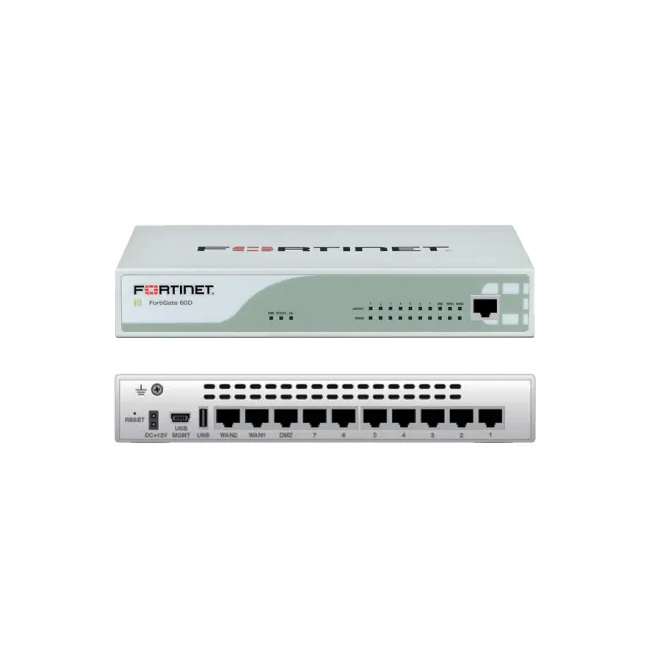 Router Fortinet con Firewall FortiGate 60D, Alámbrico, 4Gbit/s, 16x RJ-45-Equipo Clase A, Reacondicionado.