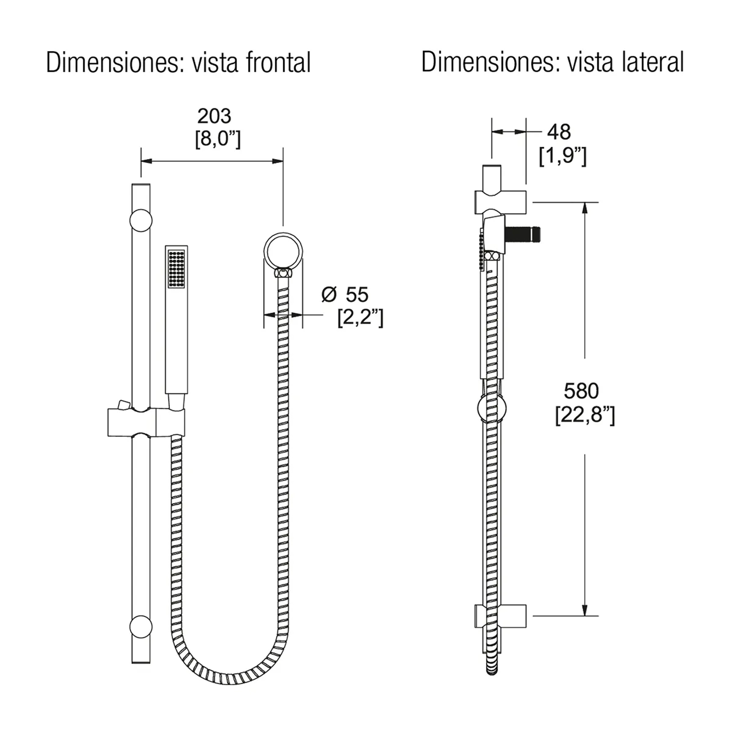 Regadera Manual Deslizable Helvex Nuva Rm-22 Cromo 6 L/min