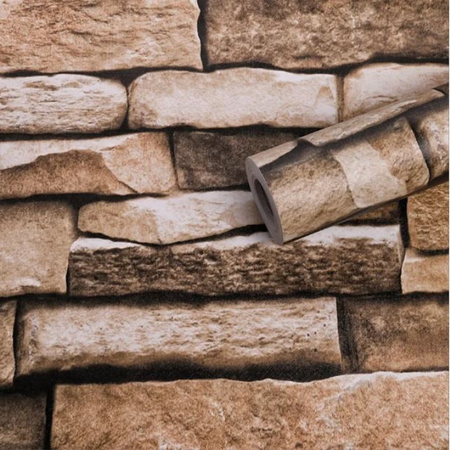 PAPEL TAPIZ AUTOADHESIVO PIEDRA LAJA CAFE 10m x 45cm TP01