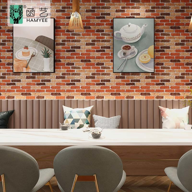 Papel Tapiz Autoadhesivo Ladrillo Clasico Rojo 10m X 45cm TP07