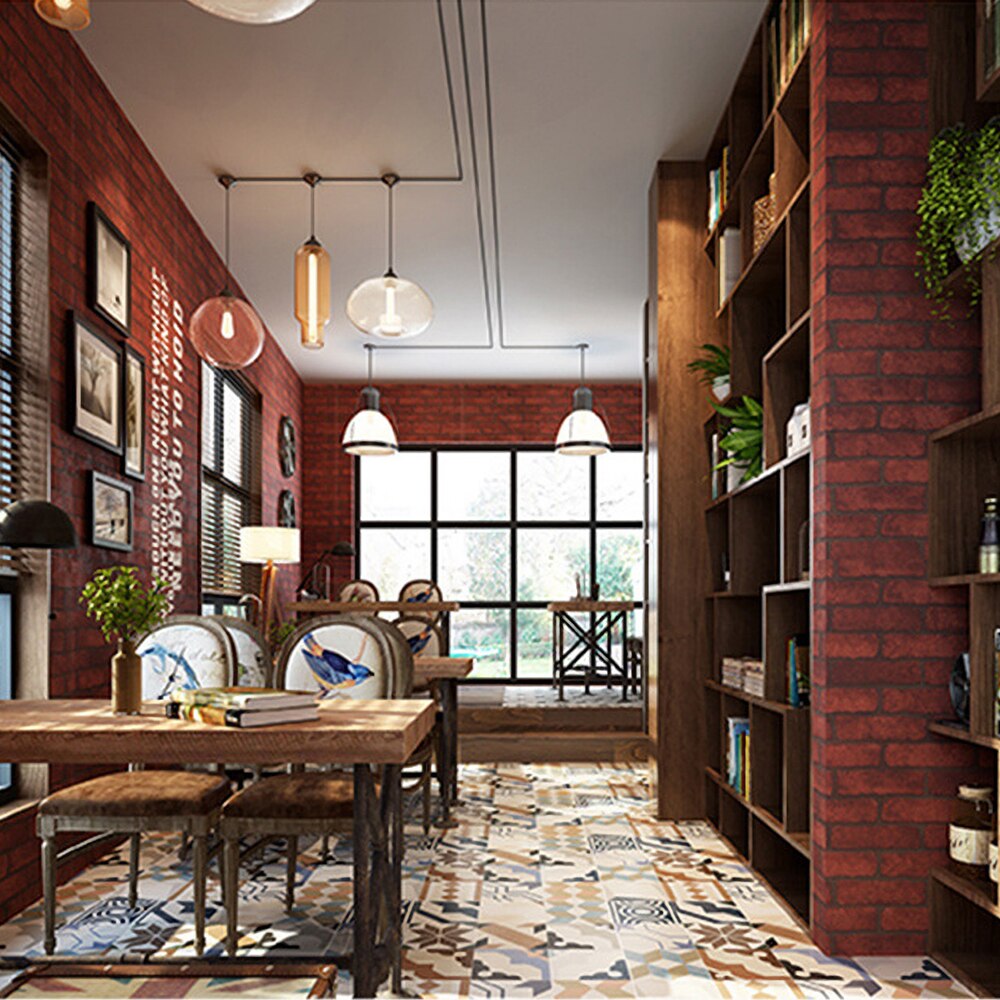 Papel Tapiz Autoadhesivo Ladrillo Rojo Navidad 10m X 45cm TP09