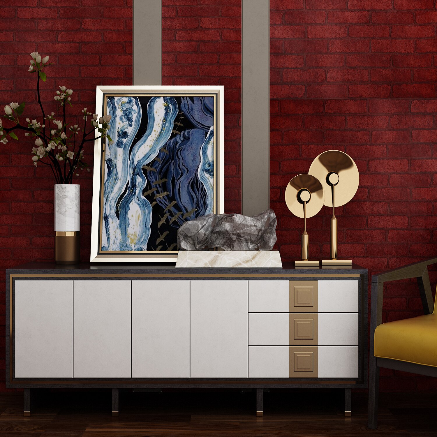 Papel Tapiz Autoadhesivo Ladrillo Rojo Navidad 10m X 45cm TP09