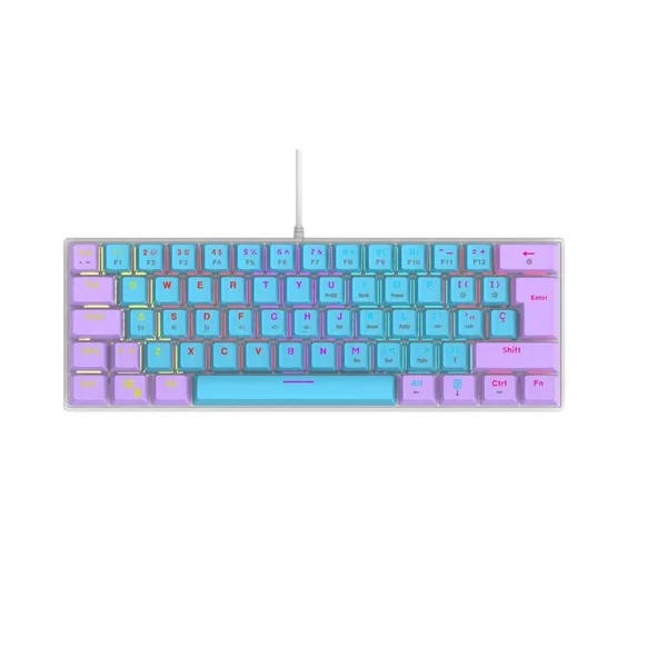 Teclado Mecanico Gaming Azul Base Abs Iluminación Tipo Rgb Pc Lap Alambrico Universal Juegos Mujer