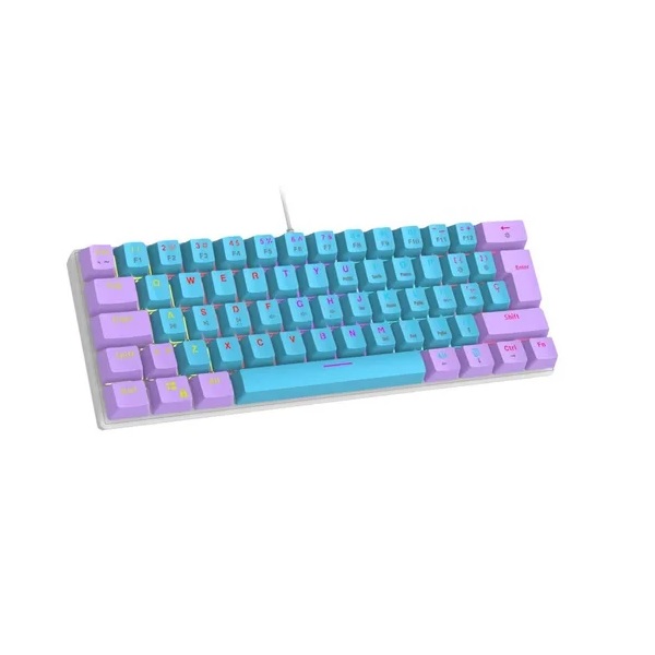 Teclado Mecanico Gaming Azul Base Abs Iluminación Tipo Rgb Pc Lap Alambrico Universal Juegos Mujer