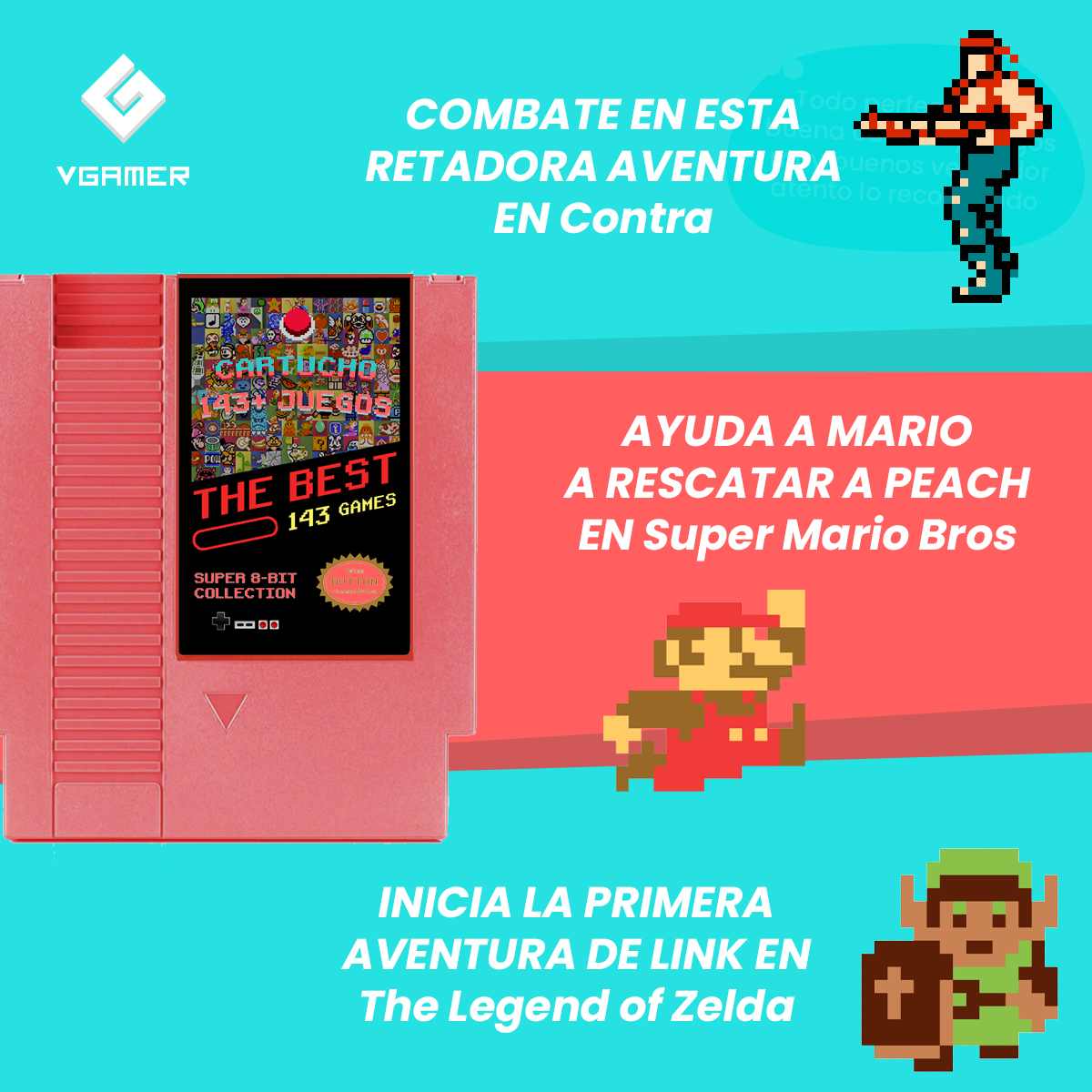 Cartucho Nes Multi Juegos Nintendo 143 Videojuegos En 1