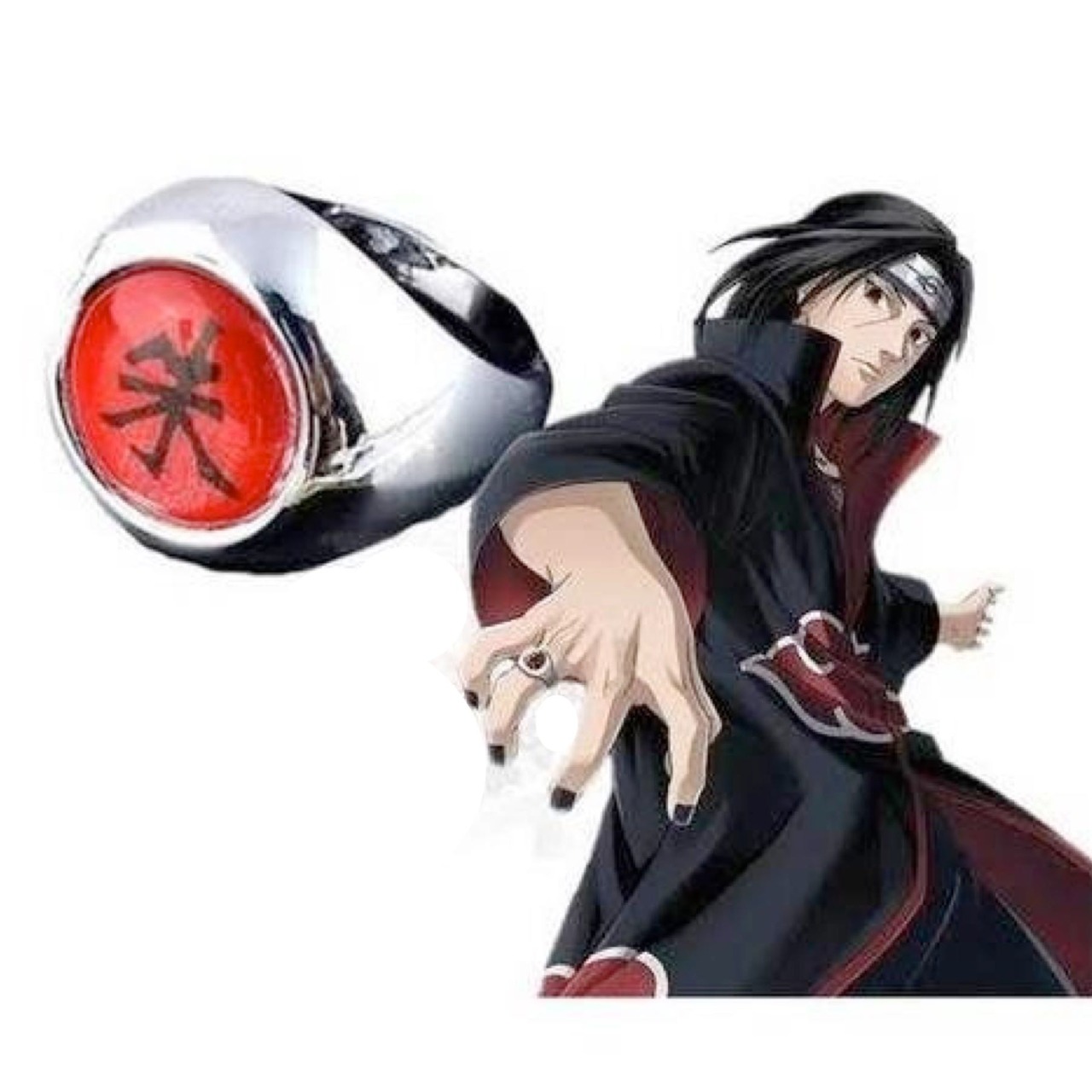 Anillo Ajustable Naruto Itachi Clan Uchiha Kanji Konoha Renegado Akatsuki de Metal