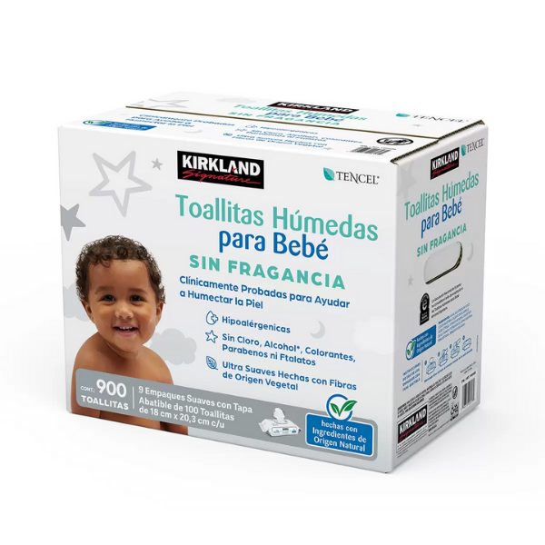 900 Toallitas Húmedas Bebé Kirkland Signature Sin Fragancia 