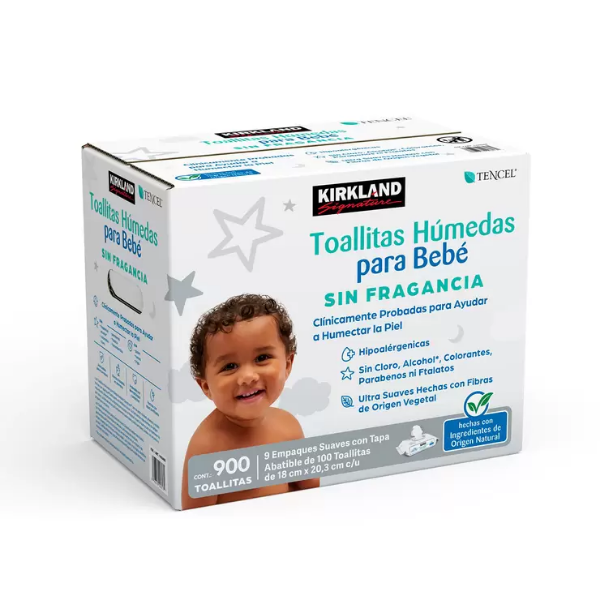 900 Toallitas Húmedas Bebé Kirkland Signature Sin Fragancia 