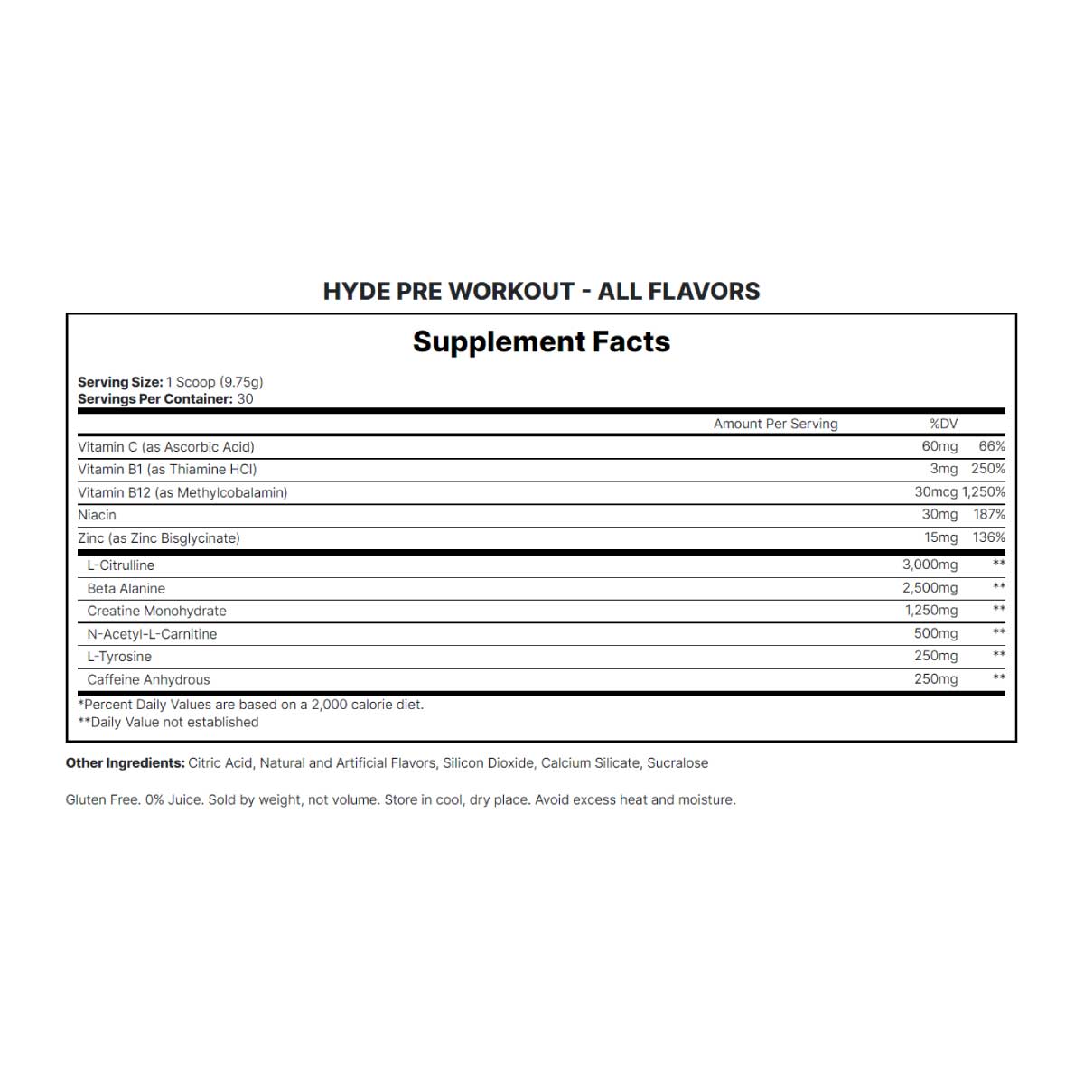 Pre-Entreno ProSupps Hyde 292.5g 30 Serv. - Blue Rasberry