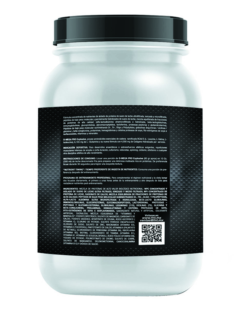 Proteína Whey Omega Pro Explosive 1,500 Gr 3.3 Lbs Bajo Carbohidratos Sabor Nuez/Avellana F&nt