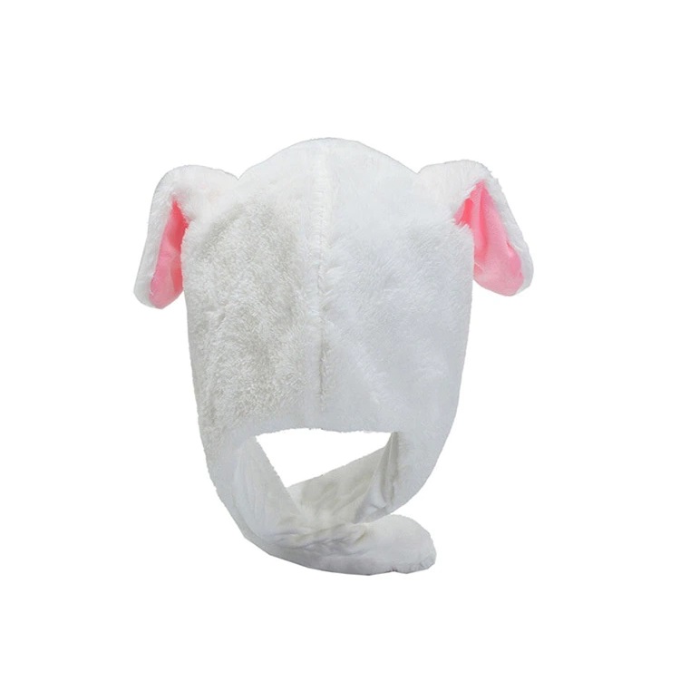 Sombrero / Gorro De Conejo Blanco Con Orejas En Movimiento