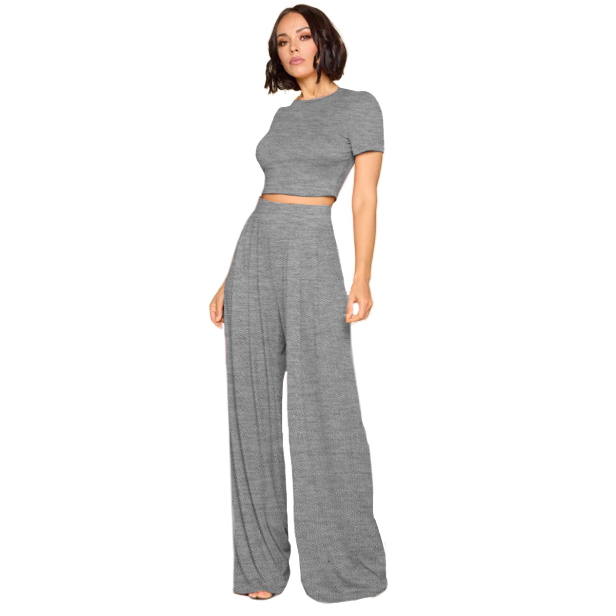 Conjunto Dama Kátaleya #0325 Crop Top Y Pantalón Recto
