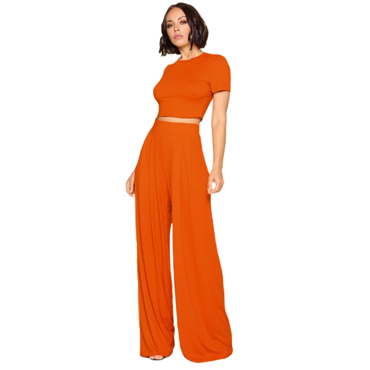 Conjunto Dama Kátaleya #0325 Crop Top Y Pantalón Recto