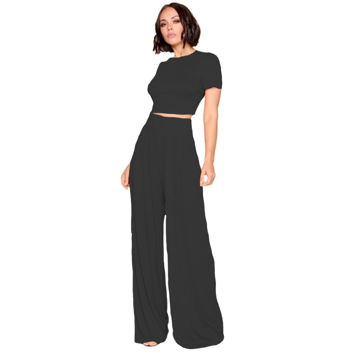 Conjunto Dama Kátaleya #0325 Crop Top Y Pantalón Recto