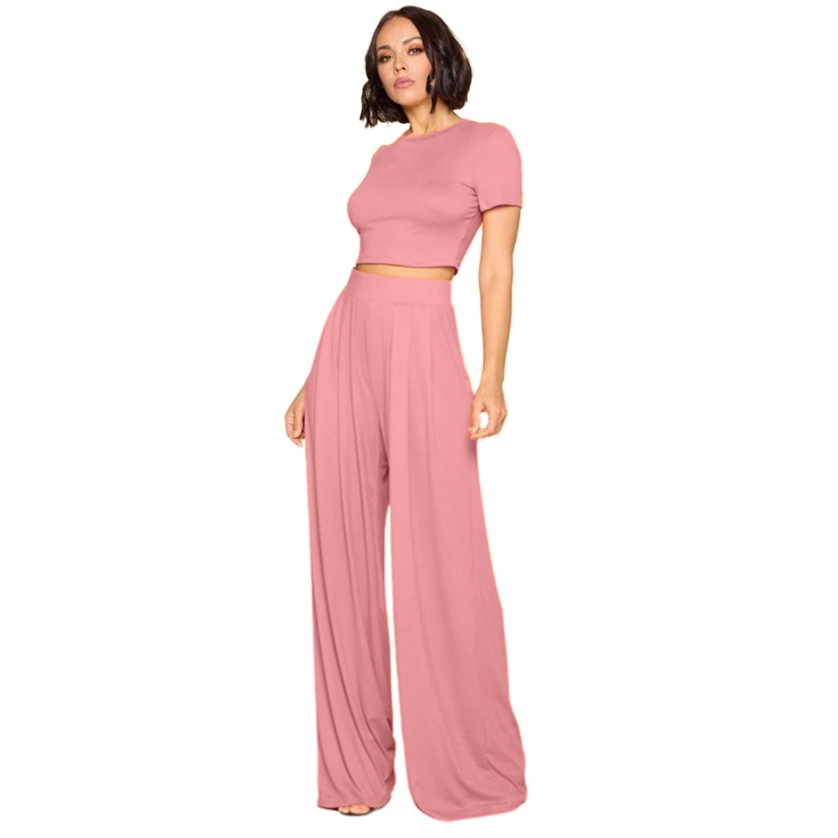 Conjunto Dama Kátaleya #0325 Crop Top Y Pantalón Recto