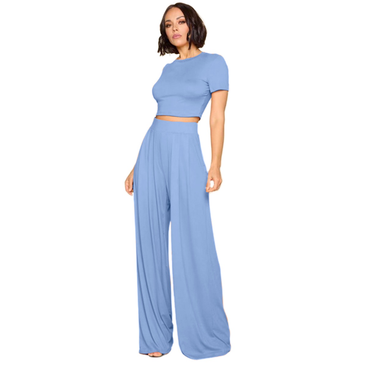 Conjunto Dama Kátaleya #0325 Crop Top Y Pantalón Recto
