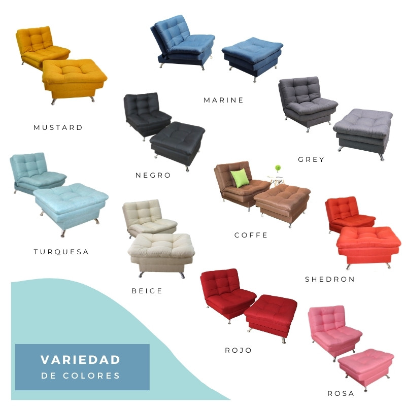 Sofá Cama Moderno Sillón Reclinable con Taburete en Lino Rosa con Mandala
