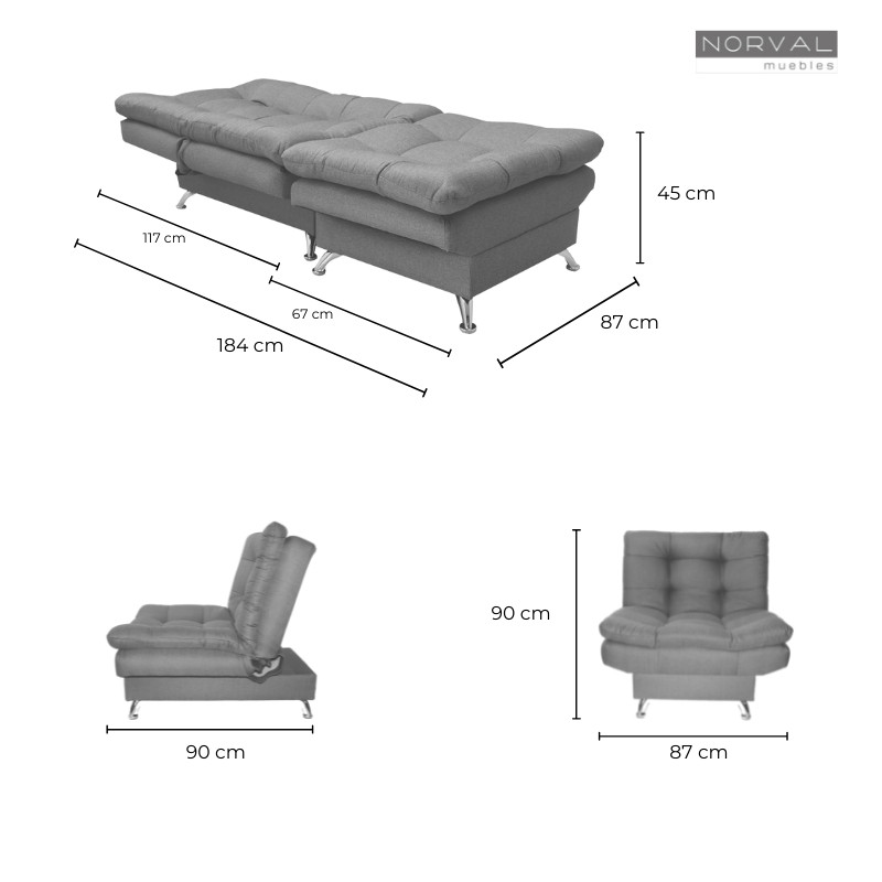 Sofá Cama Moderno Sillón Reclinable con Taburete en Lino Rosa con Mandala