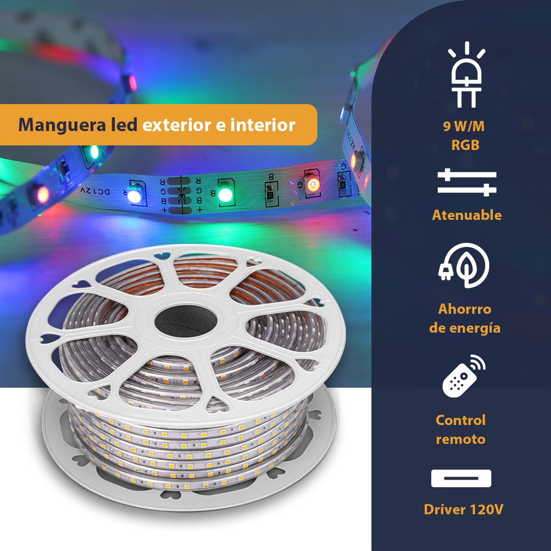 Pack 2 Mangueras Led 5050 Exteriores 50 mts Luz RGB