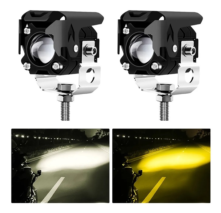 Par Faros De Lupa 60w Luz Spot Doble Color Para Auto Moto