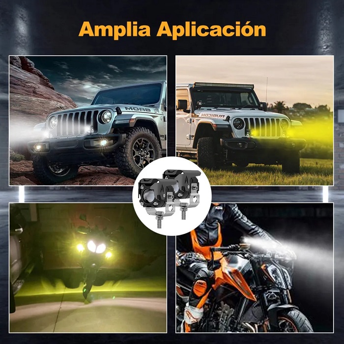 Par Faros De Lupa 60w Luz Spot Doble Color Para Auto Moto