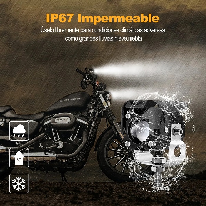 Par Faros De Lupa 60w Luz Spot Doble Color Para Auto Moto