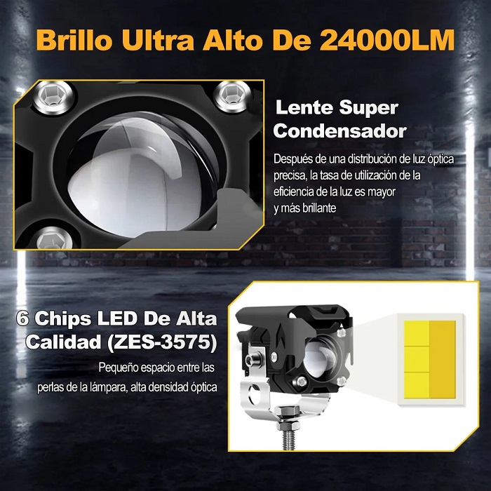 Par Faros De Lupa 60w Luz Spot Doble Color Para Auto Moto