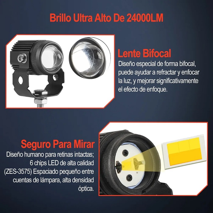 Par Faros De Lupa Doble Color Alta/baja Para Auto Moto 60w