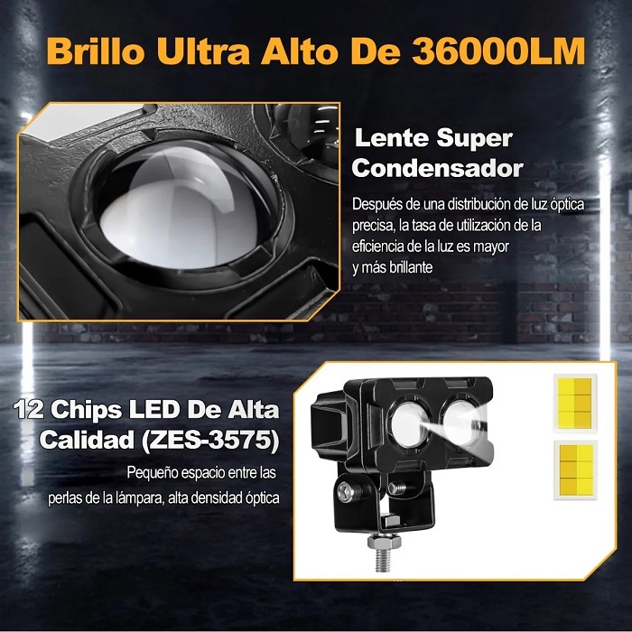 2 Faros Auxiliares Led Alta/baja Luz 80w Para Auto Moto
