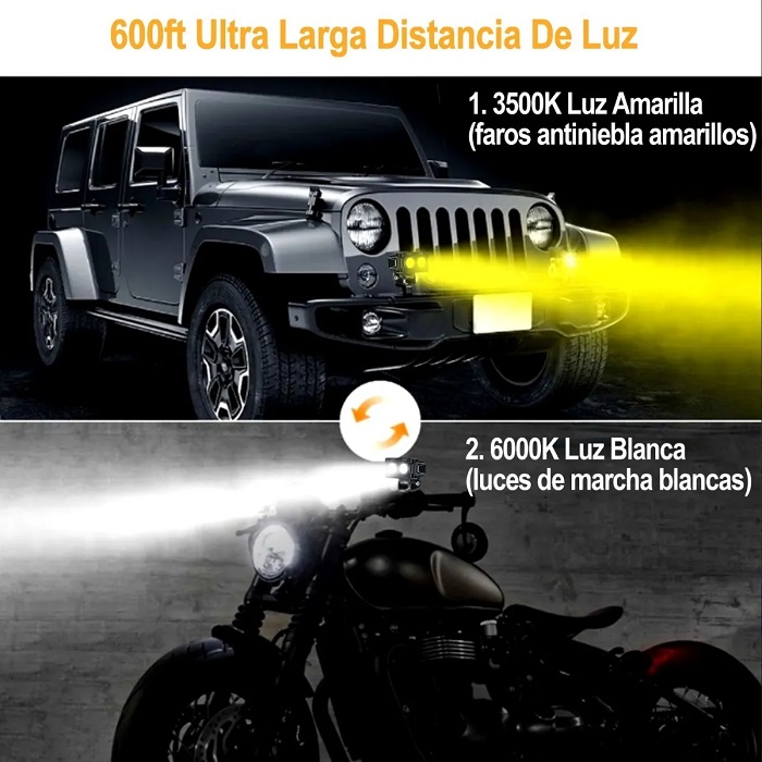 2 Faros Auxiliares Led Alta/baja Luz 80w Para Auto Moto