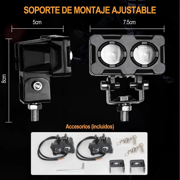 2 Faros Auxiliares Led Alta/baja Luz 80w Para Auto Moto