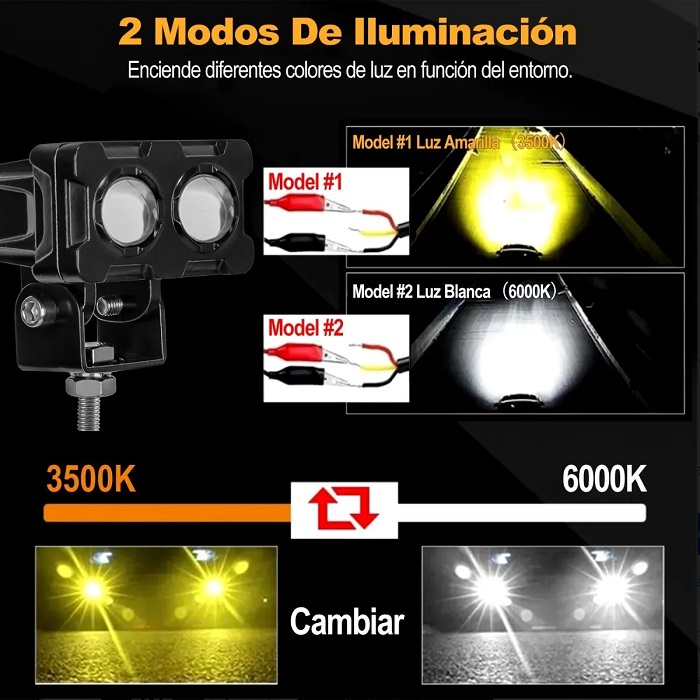 2 Faros Auxiliares Led Alta/baja Luz 80w Para Auto Moto