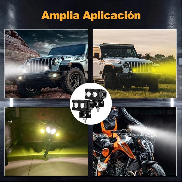 2 Faros Auxiliares Led Alta/baja Luz 80w Para Auto Moto