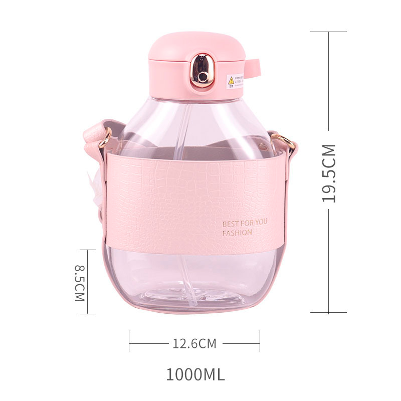 Cantimplora transparente Niños Agua  Infantil Kawaii Correa Jugo 0730 1lt