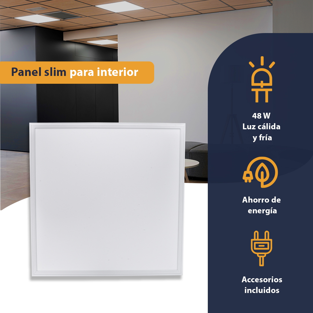 Pack 2 Paneles Led Slim Para Techo 60 x 60cm 48 W