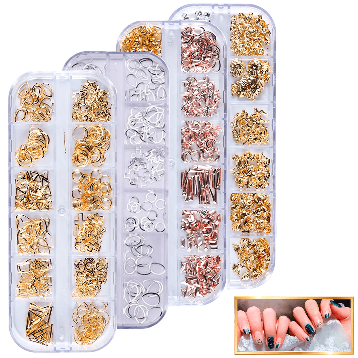 Adornos Para Uñas Set De 6 Piezas Arte Decorativo Para Uñas Purpurina  Glitter