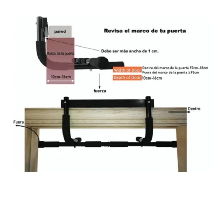 Barra De Ejercicio Dominadas Abdominales Ajustable Para Puerta