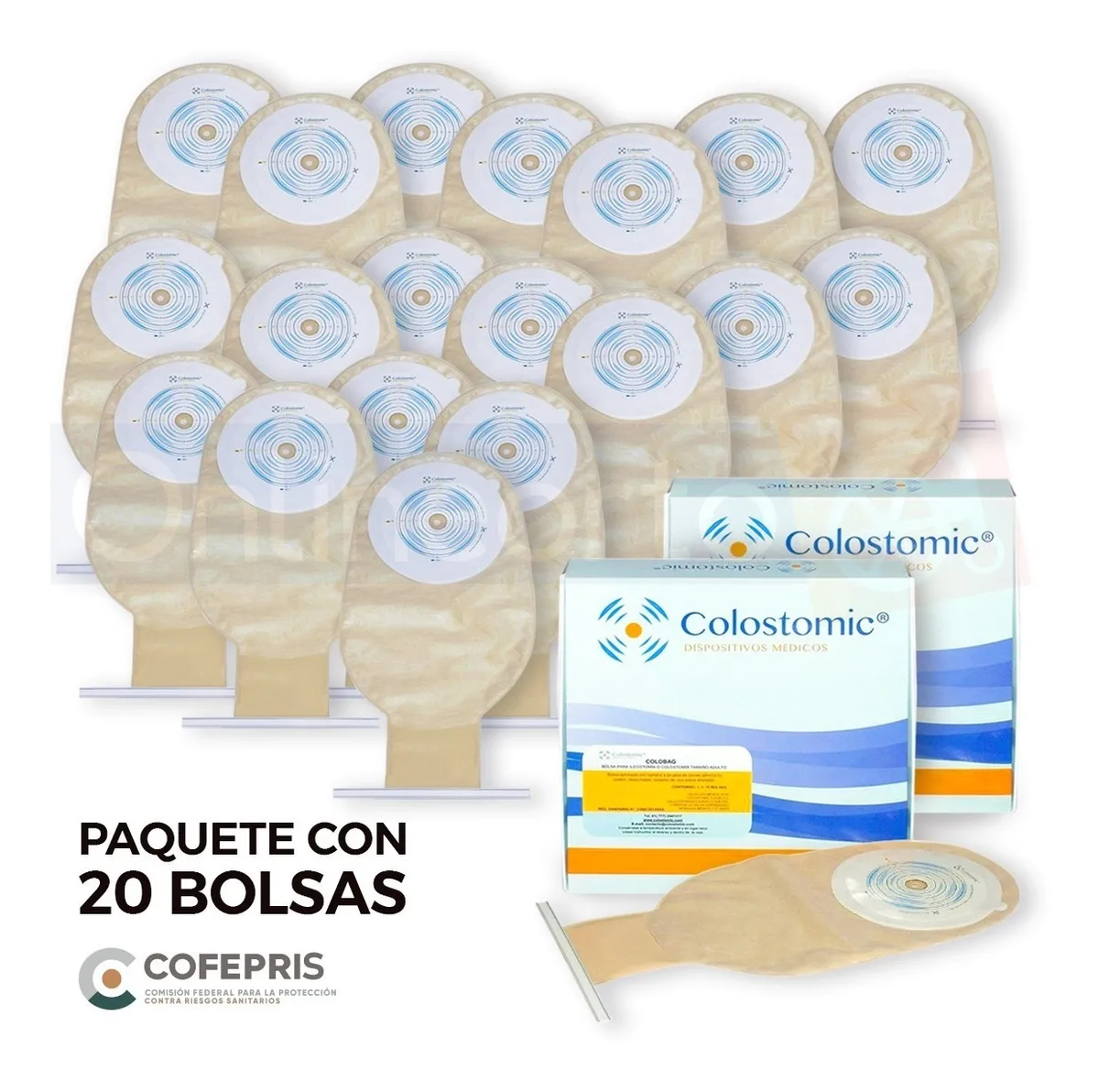 Bolsa Colostomia Recortable 15-64mm Adulto 20 Pzas Drenable