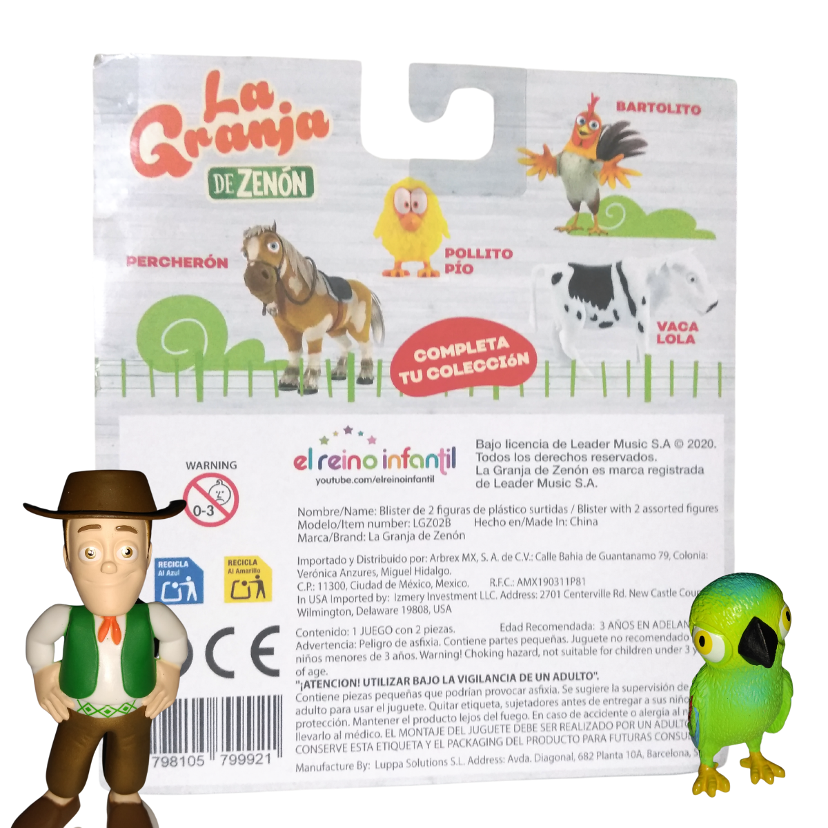 2 Figuras Zenón Y Lorito Pepe Blíster De La Granja De Zenón