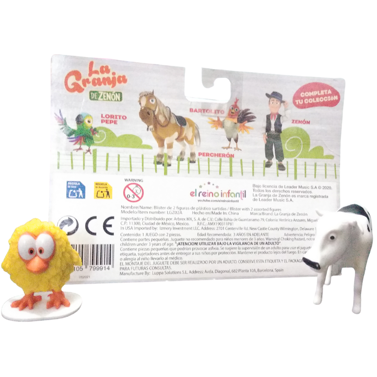 Blíster De 2 Figuras Vaca Lola Y Pollito La Granja De Zenón