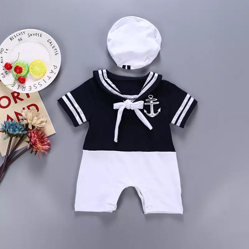 Traje De Marinero Bebé Conjunto De Short, Camisa, Boina Bebé